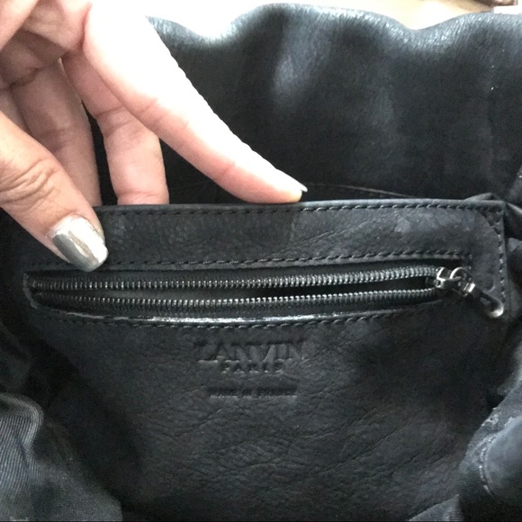 Authentic LANVIN black leather tote bag CROSSBODY - Picture 4 of 5